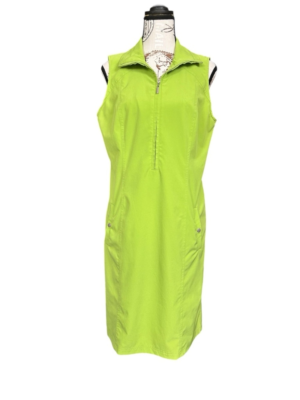 Peck & Peck Weekend Lime Green Midi with zipper front Size small